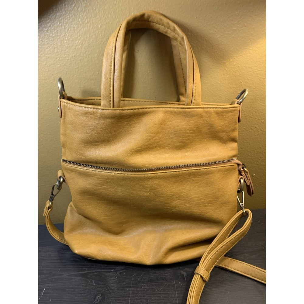 ANTIK KRAFT Vegan Leather Yellow‎ Convertible Crossbody Bag w/ Adjustable Strap